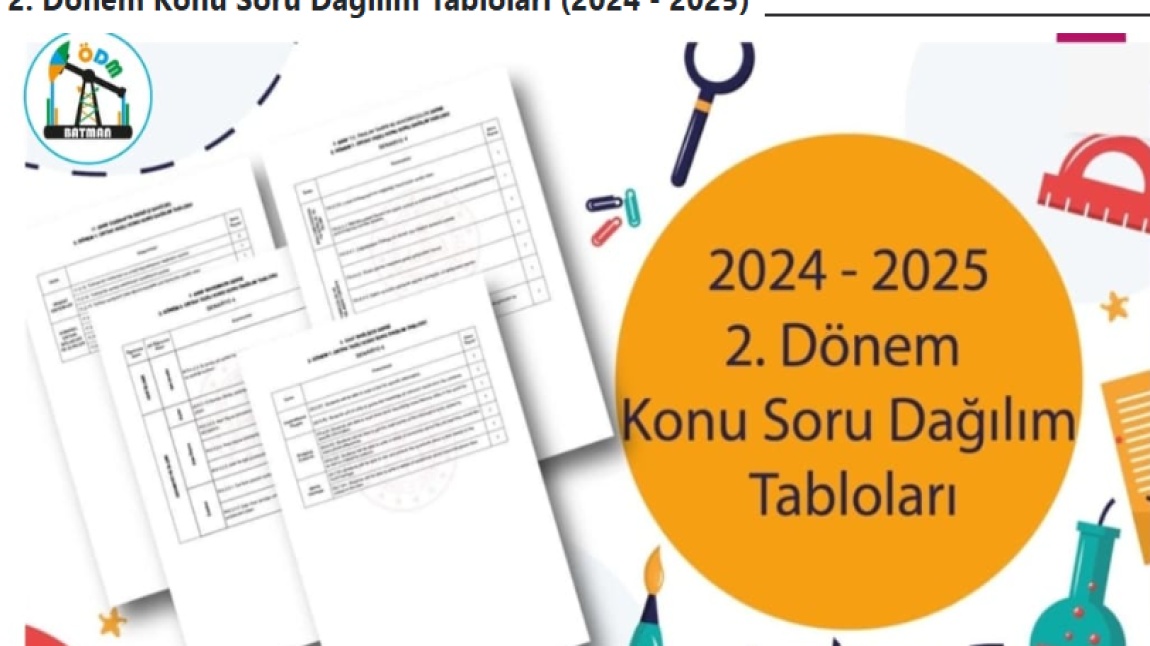 2. Dönem Konu Soru Dağılım Tabloları (2024 - 2025)